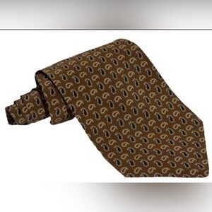 GIORGIO ARMANI TIE BROWN TAN BLUE PAISLEY ITALY 100% SILK